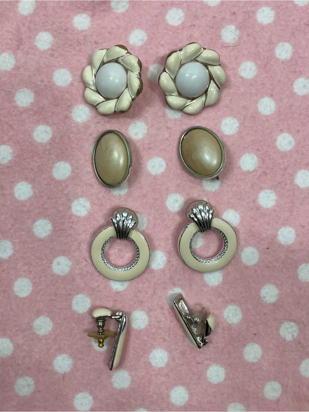 Four pair vintage earrings. Pierced/Clip On